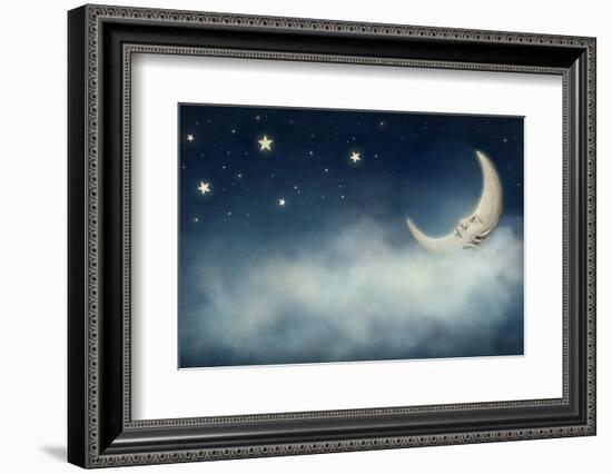 Night Time with Stars and Moon-egal-Framed Photographic Print