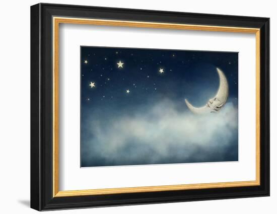 Night Time with Stars and Moon-egal-Framed Photographic Print