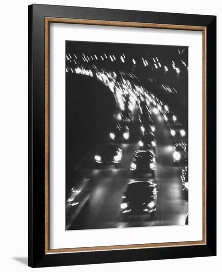 Night Traffic on the Major Deegan Expressway-Yale Joel-Framed Photographic Print