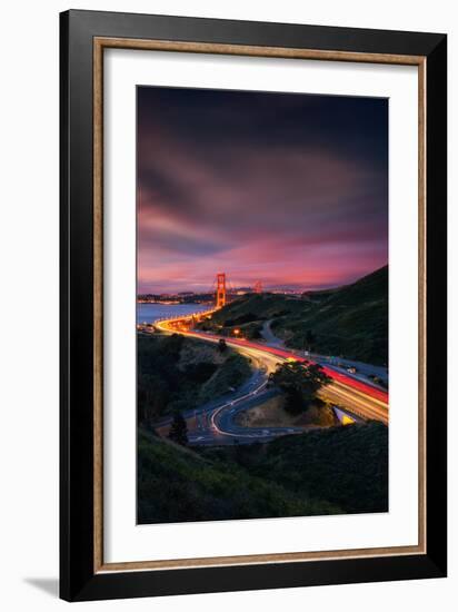 Night Trip Over The Golden Gate Bridge, San Francisco-Vincent James-Framed Photographic Print