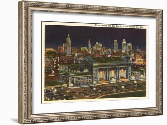 Night, Union Station, Kansas City, Missouri-null-Framed Art Print