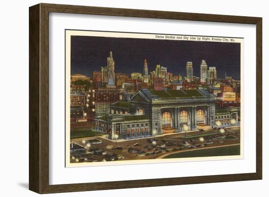 Night, Union Station, Kansas City, Missouri-null-Framed Art Print