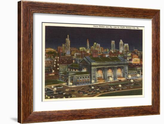 Night, Union Station, Kansas City, Missouri-null-Framed Art Print