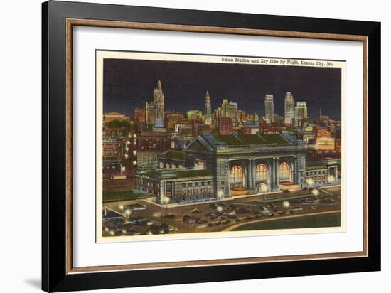 Night, Union Station, Kansas City, Missouri-null-Framed Art Print