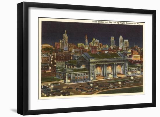 Night, Union Station, Kansas City, Missouri-null-Framed Art Print