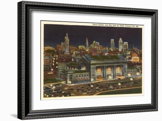 Night, Union Station, Kansas City, Missouri-null-Framed Art Print