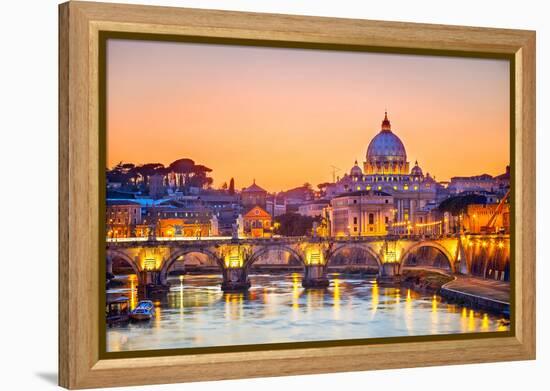 Night View At St. Peter'S Cathedral In Rome, Italy-sborisov-Framed Premier Image Canvas