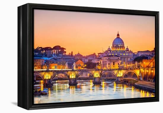 Night View At St. Peter'S Cathedral In Rome, Italy-sborisov-Framed Premier Image Canvas