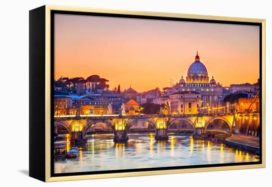 Night View At St. Peter'S Cathedral In Rome, Italy-sborisov-Framed Premier Image Canvas