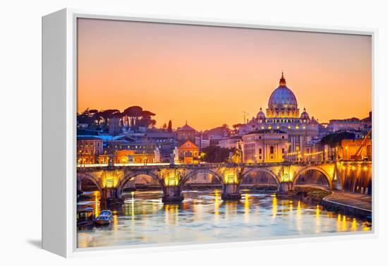 Night View At St. Peter'S Cathedral In Rome, Italy-sborisov-Framed Premier Image Canvas