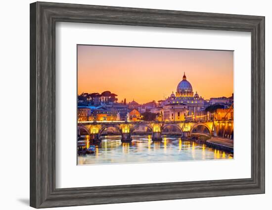 Night View At St. Peter'S Cathedral In Rome, Italy-sborisov-Framed Photographic Print