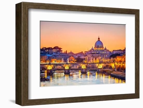 Night View At St. Peter'S Cathedral In Rome, Italy-sborisov-Framed Photographic Print