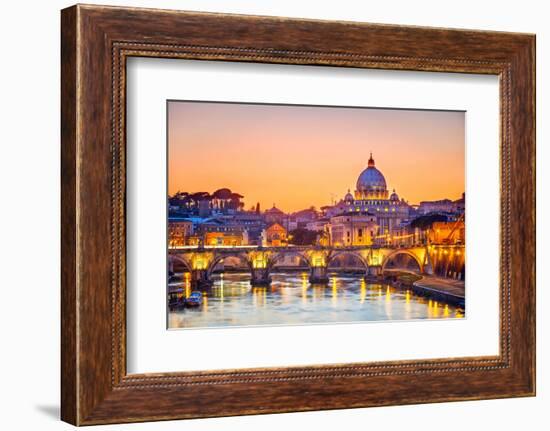 Night View At St. Peter'S Cathedral In Rome, Italy-sborisov-Framed Photographic Print