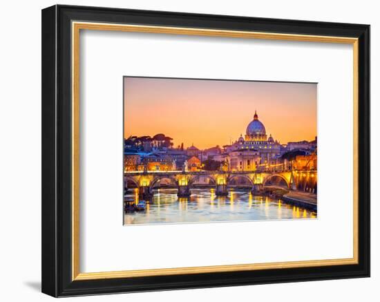 Night View At St. Peter'S Cathedral In Rome, Italy-sborisov-Framed Photographic Print