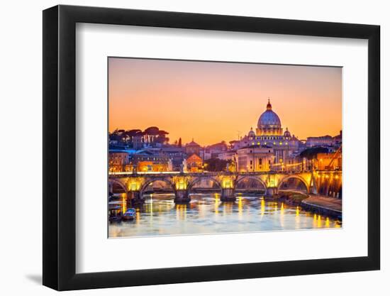 Night View At St. Peter'S Cathedral In Rome, Italy-sborisov-Framed Photographic Print