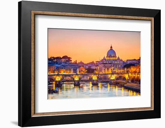 Night View At St. Peter'S Cathedral In Rome, Italy-sborisov-Framed Photographic Print