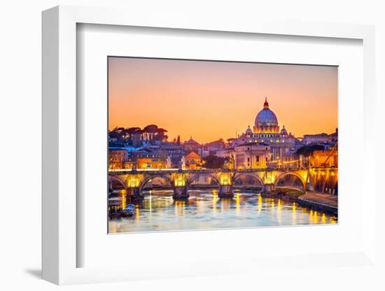 Night View At St. Peter'S Cathedral In Rome, Italy-sborisov-Framed Photographic Print