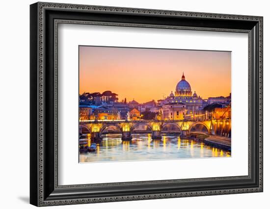 Night View At St. Peter'S Cathedral In Rome, Italy-sborisov-Framed Photographic Print