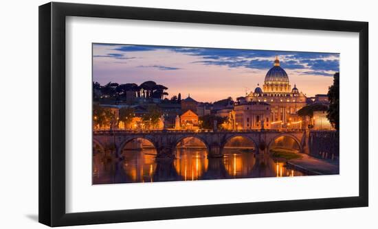 Night view at St. Peter's cathedral, Rome-null-Framed Giclee Print