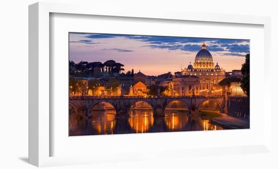 Night view at St. Peter's cathedral, Rome-null-Framed Giclee Print