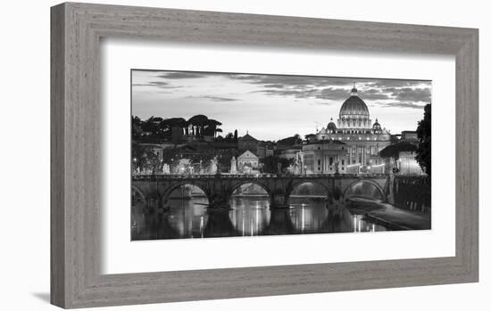 Night view at St. Peter's cathedral, Rome-null-Framed Giclee Print