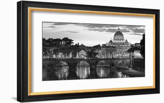 Night view at St. Peter's cathedral, Rome-null-Framed Giclee Print