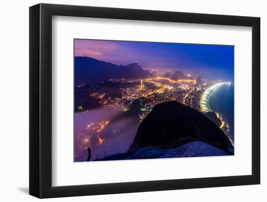 Night View from Morro Dois Irmaos in Rio De Janeiro, Brazil-Vitor Marigo-Framed Photographic Print