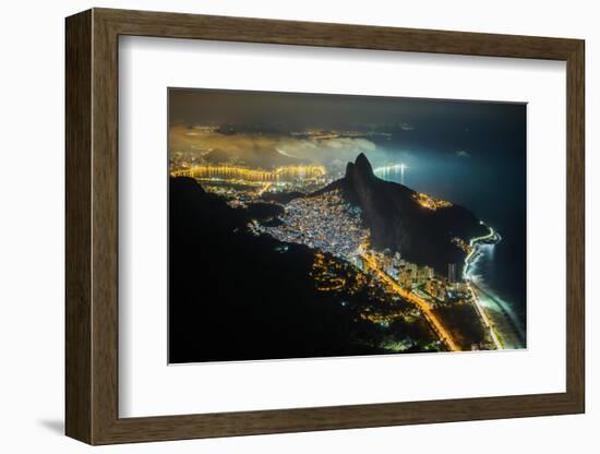 Night View from the Top of Pedra Da Gavea Mountain in Tijuca Forest National Park, Rio De Janeiro,-Vitor Marigo-Framed Photographic Print