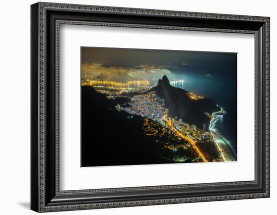 Night View from the Top of Pedra Da Gavea Mountain in Tijuca Forest National Park, Rio De Janeiro,-Vitor Marigo-Framed Photographic Print