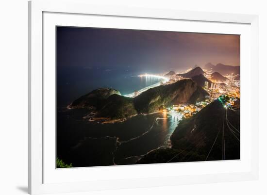 Night View from the Top of the Sugar Loaf in Rio De Janeiro, Brazil-Vitor Marigo-Framed Photographic Print