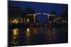 Night View of Amsterdam Canal with Bridge-Anna Miller-Mounted Photographic Print