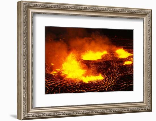 Night View of Boiling Lava from Volcanic Eruption-Bettmann-Framed Photographic Print