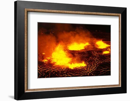 Night View of Boiling Lava from Volcanic Eruption-Bettmann-Framed Photographic Print