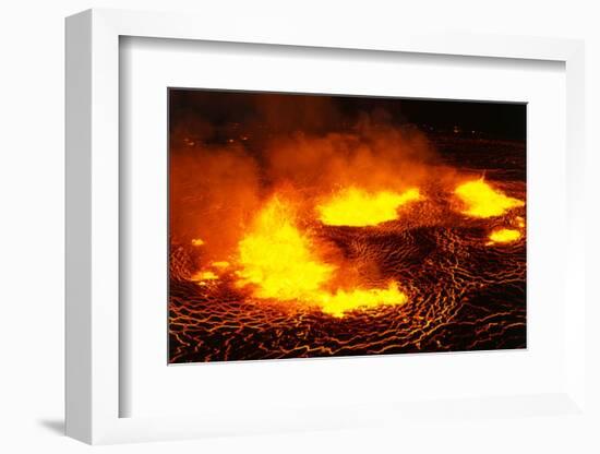 Night View of Boiling Lava from Volcanic Eruption-Bettmann-Framed Photographic Print