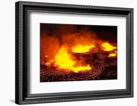 Night View of Boiling Lava from Volcanic Eruption-Bettmann-Framed Photographic Print