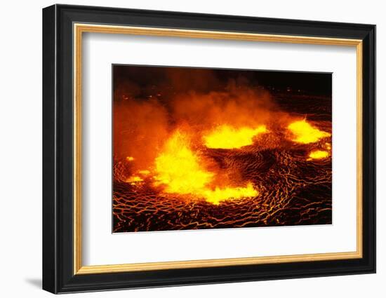 Night View of Boiling Lava from Volcanic Eruption-Bettmann-Framed Photographic Print