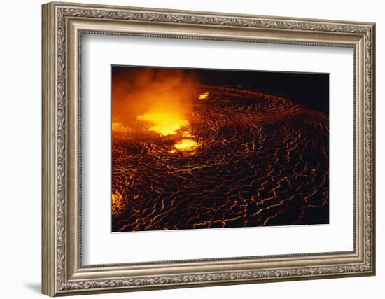 Night View of Boiling Lava from Volcanic Eruption-Bettmann-Framed Photographic Print