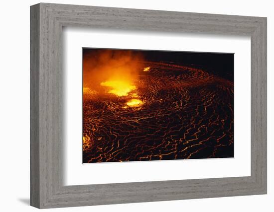 Night View of Boiling Lava from Volcanic Eruption-Bettmann-Framed Photographic Print