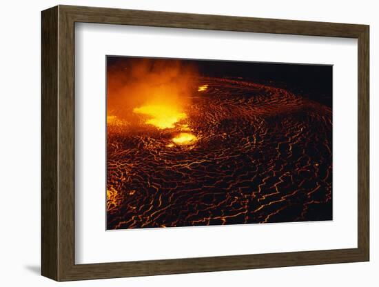 Night View of Boiling Lava from Volcanic Eruption-Bettmann-Framed Photographic Print