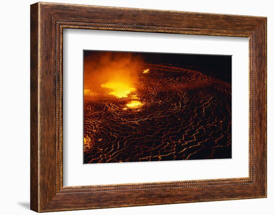 Night View of Boiling Lava from Volcanic Eruption-Bettmann-Framed Photographic Print