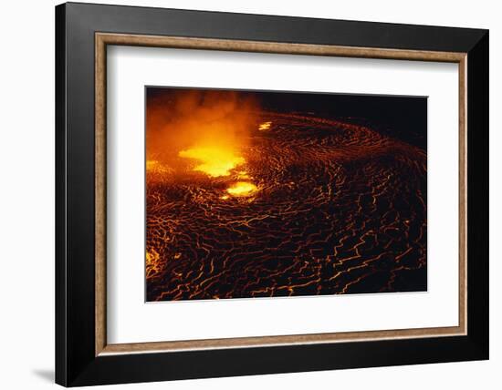 Night View of Boiling Lava from Volcanic Eruption-Bettmann-Framed Photographic Print