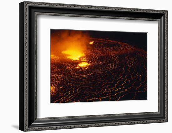 Night View of Boiling Lava from Volcanic Eruption-Bettmann-Framed Photographic Print