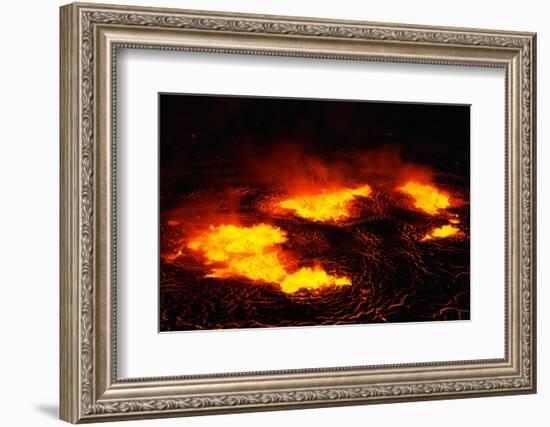 Night View of Boiling Lava from Volcanic Eruption-Bettmann-Framed Photographic Print