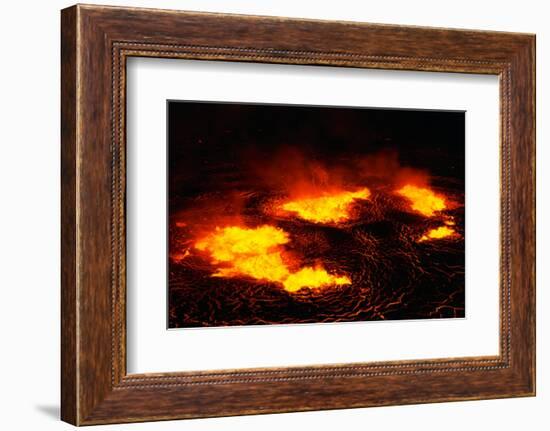 Night View of Boiling Lava from Volcanic Eruption-Bettmann-Framed Photographic Print