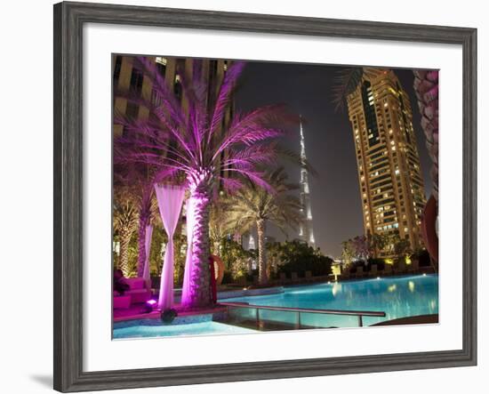 Night View of Burij Khalifa Tower, Dubai, United Arab Emirates, Middle East-Angelo Cavalli-Framed Photographic Print