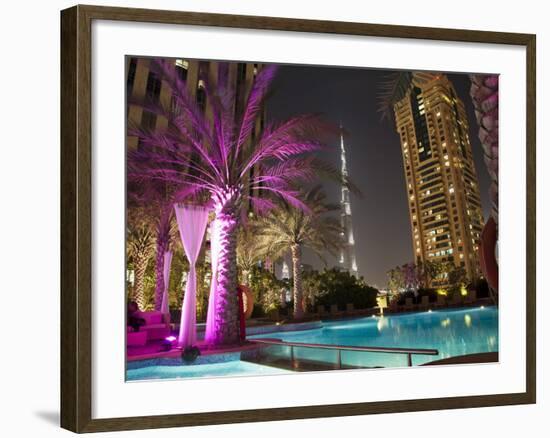 Night View of Burij Khalifa Tower, Dubai, United Arab Emirates, Middle East-Angelo Cavalli-Framed Photographic Print