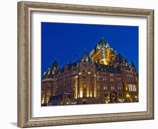 Night View of Chateau Frontenac Hotel, Quebec City, Canada-Keren Su-Framed Photographic Print