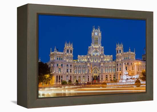 Night View of Cibeles Palace, Plaza De Cibeles, Madrid, Comunidad De Madrid, Spain-Stefano Politi Markovina-Framed Premier Image Canvas