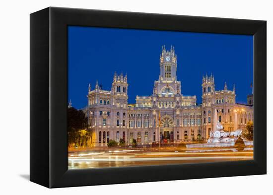 Night View of Cibeles Palace, Plaza De Cibeles, Madrid, Comunidad De Madrid, Spain-Stefano Politi Markovina-Framed Premier Image Canvas