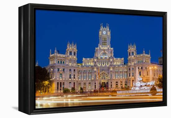 Night View of Cibeles Palace, Plaza De Cibeles, Madrid, Comunidad De Madrid, Spain-Stefano Politi Markovina-Framed Premier Image Canvas